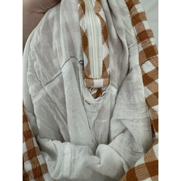 Saylor Jumpsuit Women Medium Orange White Bohemian Wide Leg Western Gingham RTR - Picture 5 of 15